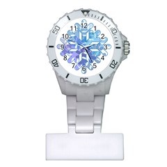 Snowflake Blue Snow Snowfall Plastic Nurses Watch by Amaryn4rt