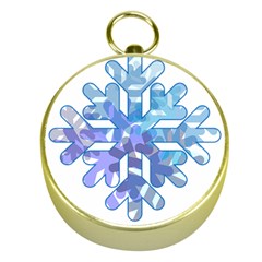 Snowflake Blue Snow Snowfall Gold Compasses by Amaryn4rt