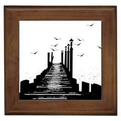 The Pier The Seagulls Sea Graphics Framed Tiles by Amaryn4rt