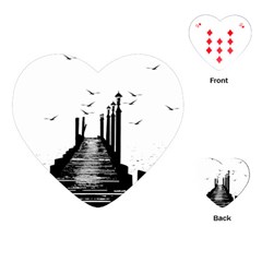 The Pier The Seagulls Sea Graphics Playing Cards (heart)  by Amaryn4rt