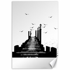 The Pier The Seagulls Sea Graphics Canvas 12  X 18   by Amaryn4rt