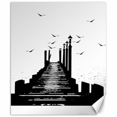 The Pier The Seagulls Sea Graphics Canvas 20  X 24   by Amaryn4rt