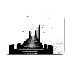 The Pier The Seagulls Sea Graphics Small Doormat  by Amaryn4rt