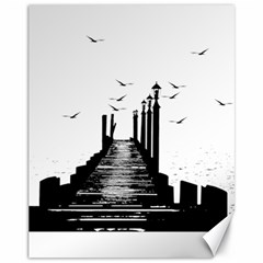 The Pier The Seagulls Sea Graphics Canvas 11  X 14   by Amaryn4rt