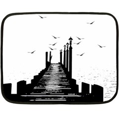 The Pier The Seagulls Sea Graphics Fleece Blanket (mini) by Amaryn4rt