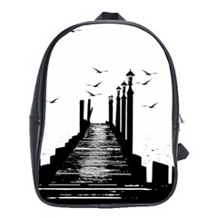 The Pier The Seagulls Sea Graphics School Bags(large)  by Amaryn4rt