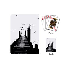 The Pier The Seagulls Sea Graphics Playing Cards (mini)  by Amaryn4rt