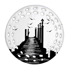 The Pier The Seagulls Sea Graphics Ornament (round Filigree) by Amaryn4rt