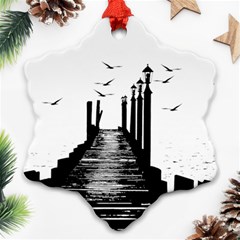 The Pier The Seagulls Sea Graphics Ornament (snowflake) by Amaryn4rt