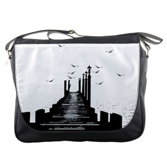 The Pier The Seagulls Sea Graphics Messenger Bags by Amaryn4rt