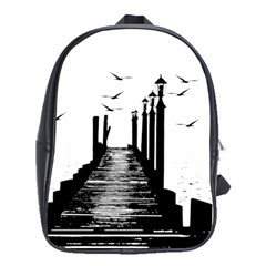 The Pier The Seagulls Sea Graphics School Bags (xl)  by Amaryn4rt