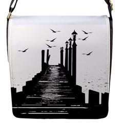 The Pier The Seagulls Sea Graphics Flap Messenger Bag (s) by Amaryn4rt