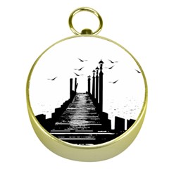 The Pier The Seagulls Sea Graphics Gold Compasses by Amaryn4rt