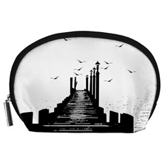 The Pier The Seagulls Sea Graphics Accessory Pouches (large)  by Amaryn4rt