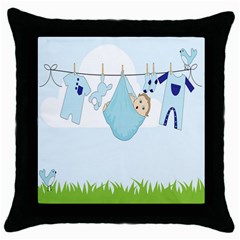 Baby Boy Clothes Line Throw Pillow Case (black) by Nexatart