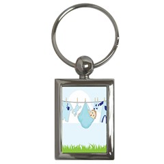 Baby Boy Clothes Line Key Chains (rectangle)  by Nexatart