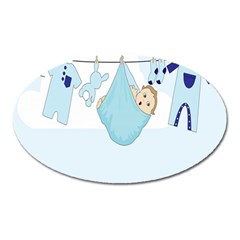 Baby Boy Clothes Line Oval Magnet by Nexatart