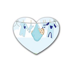 Baby Boy Clothes Line Rubber Coaster (heart)  by Nexatart