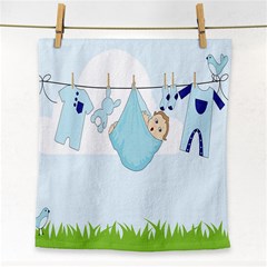 Baby Boy Clothes Line Face Towel by Nexatart