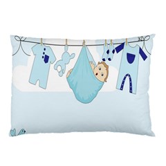 Baby Boy Clothes Line Pillow Case by Nexatart