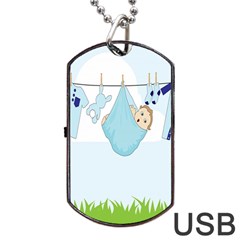 Baby Boy Clothes Line Dog Tag Usb Flash (one Side) by Nexatart