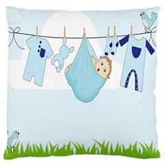 Baby Boy Clothes Line Large Cushion Case (one Side) by Nexatart