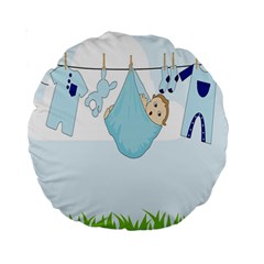 Baby Boy Clothes Line Standard 15  Premium Round Cushions by Nexatart