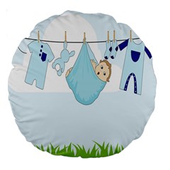 Baby Boy Clothes Line Large 18  Premium Round Cushions by Nexatart