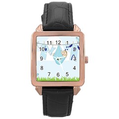 Baby Boy Clothes Line Rose Gold Leather Watch  by Nexatart