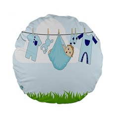 Baby Boy Clothes Line Standard 15  Premium Flano Round Cushions by Nexatart