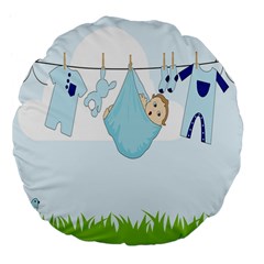 Baby Boy Clothes Line Large 18  Premium Flano Round Cushions by Nexatart