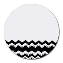 Chevrons Black Pattern Background Round Mousepads by Nexatart