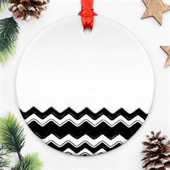 Chevrons Black Pattern Background Ornament (round)