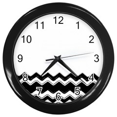 Chevrons Black Pattern Background Wall Clocks (black) by Nexatart