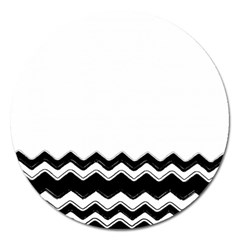 Chevrons Black Pattern Background Magnet 5  (round) by Nexatart