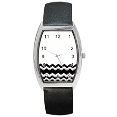 Chevrons Black Pattern Background Barrel Style Metal Watch