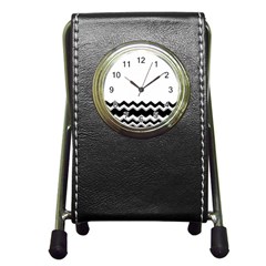 Chevrons Black Pattern Background Pen Holder Desk Clocks by Nexatart