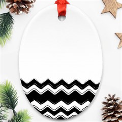 Chevrons Black Pattern Background Oval Ornament (two Sides) by Nexatart