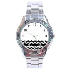 Chevrons Black Pattern Background Stainless Steel Analogue Watch