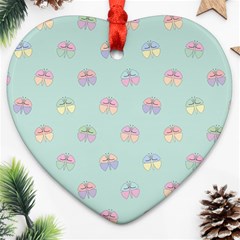 Butterfly Pastel Insect Green Ornament (heart) by Nexatart