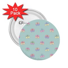 Butterfly Pastel Insect Green 2 25  Buttons (10 Pack)  by Nexatart