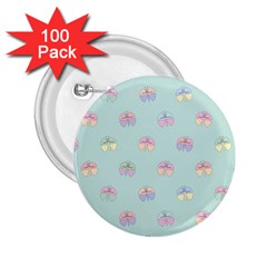 Butterfly Pastel Insect Green 2 25  Buttons (100 Pack)  by Nexatart