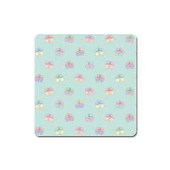 Butterfly Pastel Insect Green Square Magnet by Nexatart