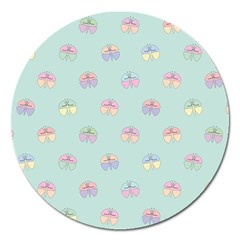 Butterfly Pastel Insect Green Magnet 5  (round) by Nexatart