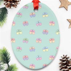 Butterfly Pastel Insect Green Oval Ornament (two Sides) by Nexatart