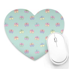 Butterfly Pastel Insect Green Heart Mousepads by Nexatart