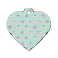 Butterfly Pastel Insect Green Dog Tag Heart (two Sides) by Nexatart