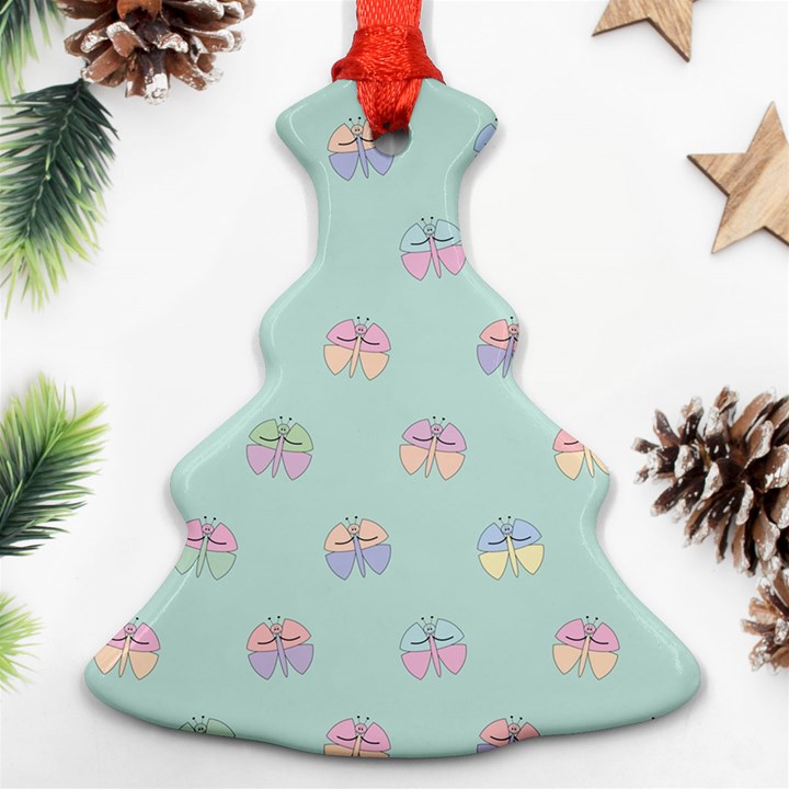 Butterfly Pastel Insect Green Ornament (Christmas Tree) 