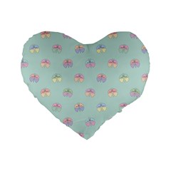 Butterfly Pastel Insect Green Standard 16  Premium Heart Shape Cushions by Nexatart