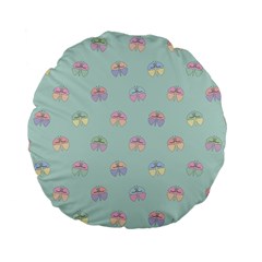 Butterfly Pastel Insect Green Standard 15  Premium Flano Round Cushions by Nexatart